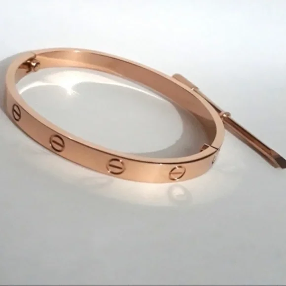 NEW Love Screw Bangle Bracelet in Rose Gold
